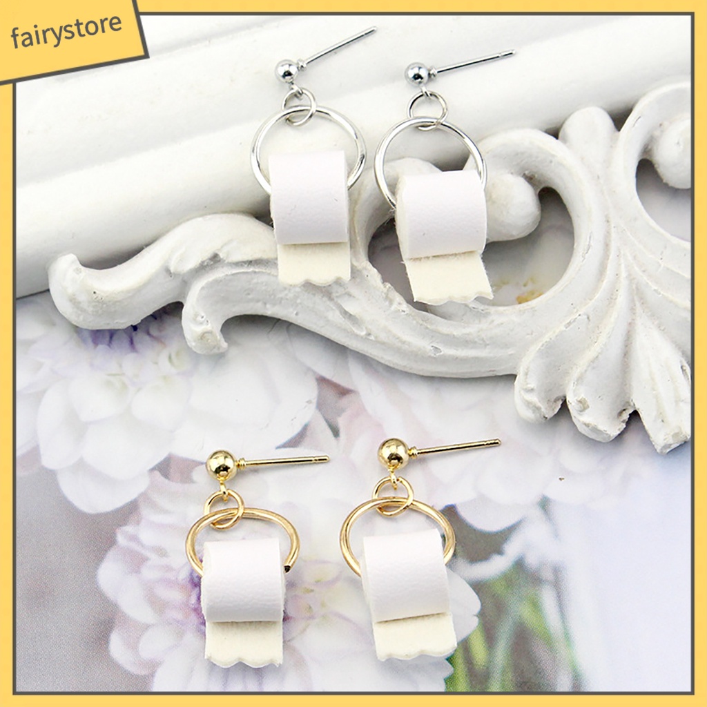 [FRO] Khuyên Tai Thả Hình Cuộn Toilet Bằng Giả Da Tinh Tế Cho Nữ Cuộc Sống Hàng Ngày