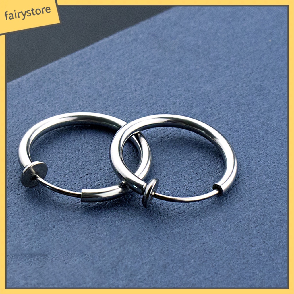 1 Khuyên Tai Tròn Unisex Không Cần Xỏ Lỗ Dùng Hàng Ngày