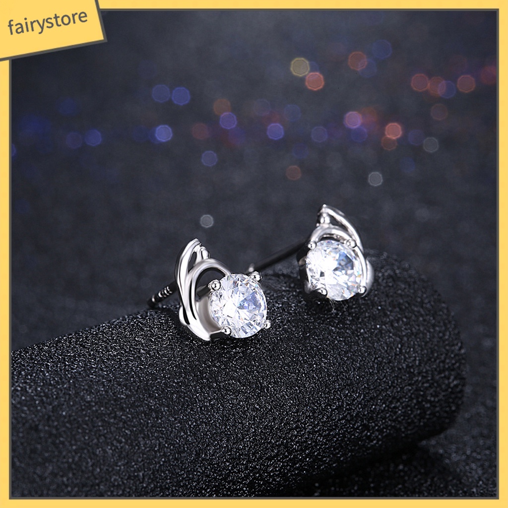 1 Đôi Bông Tai Mạ Bạc 925 Đính Đá Zircon Màu Sắc Lấp Lánh Dành Cho Nữ