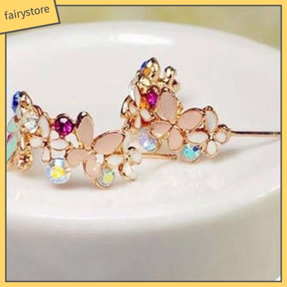 Bông Tai Hình Bướm Đính Đá Thời Trang Dành Cho Nữ