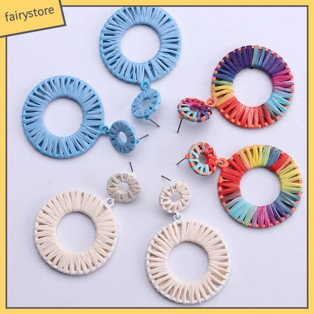 Bông Tai Hình Trái Tim / Hình Học Dệt Tay Thời Trang Dự Tiệc Cho Nữ