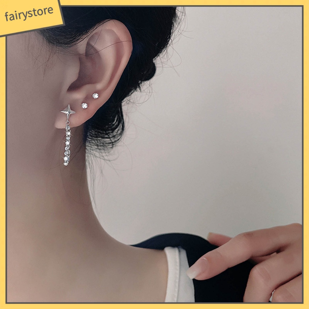 1 Đôi Bông Tai Hình Ngôi Sao Đính Đá Lấp Lánh Thời Trang Dành Cho Nữ