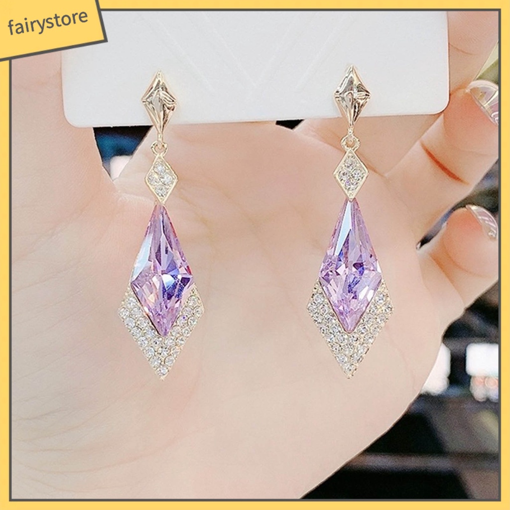 1 Đôi Bông Tai Đính Đá Lấp Lánh Trọng Lượng Nhẹ Dành Cho Nữ