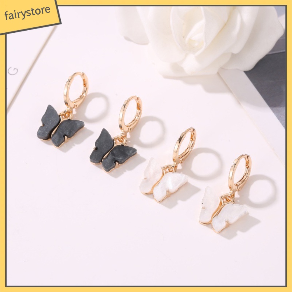 Bông Tai Acrylic Hình Bướm Màu Sắc Ngọt Ngào Thời Trang Cho Nữ