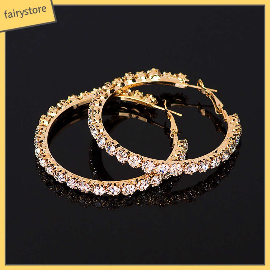 1 Đôi Bông Tai Tròn Đính Đá Sáng Tạo Phong Cách Vintage Dành Cho Nữ