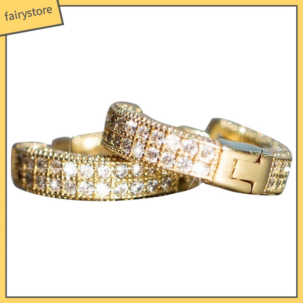 Bông Tai Tròn Đính Đá Lấp Lánh Dành Cho Nữ