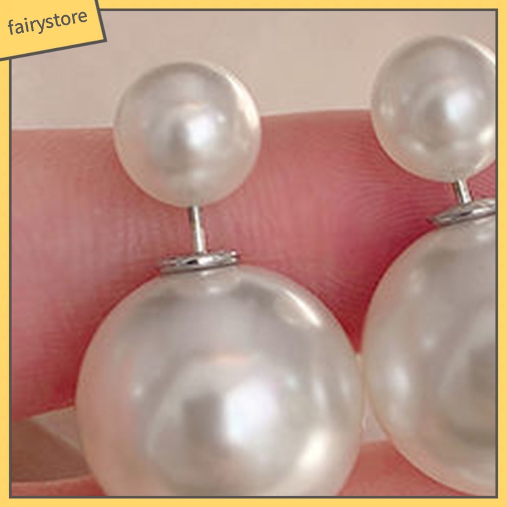 [FRO] 1 Cặp Bông Tai Đinh Tán Hình Học Hai Mặt Đính Ngọc Trai Nhân Tạo Mạ Điện Thanh Lịch Thích Hợp Làm Quà Tặng Cho Nữ