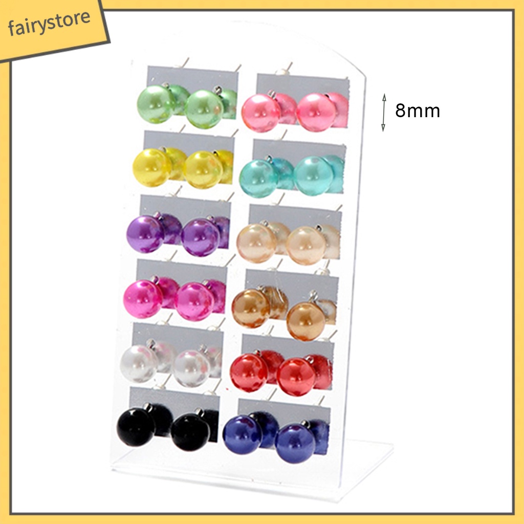 Set 12 Đôi Bông Tai Ngọc Trai Giả Thời Trang Cho Nữ