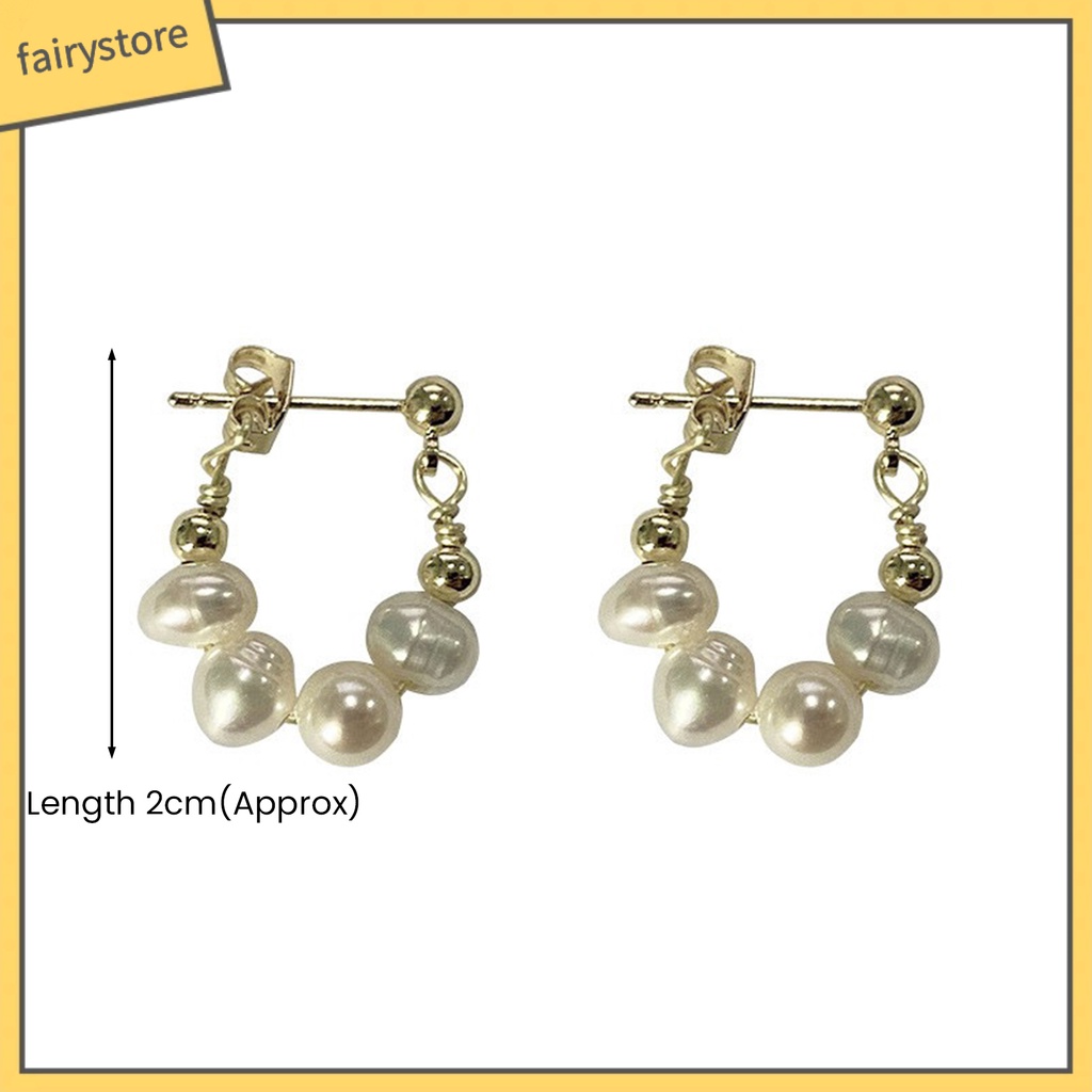 1 Đôi Bông Tai Hình Học Đính Ngọc Trai Giả Phong Cách Vintage Thanh Lịch Dành Cho Nữ