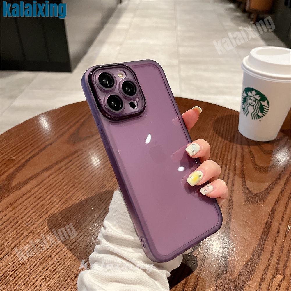 Ốp Điện Thoại Mềm Trong Suốt Chống Sốc Có Kính Bảo Vệ Ống Kính Sang Trọng Cho iPhone 14 13 12