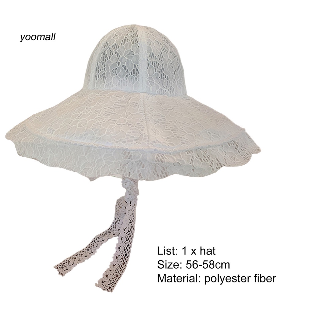 Mũ Rộng Vành Phối Ren Thoáng Khí Chống Tia UV Màu Sắc Ngọt Ngào Dành Cho Nữ