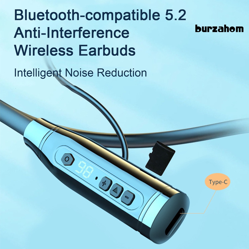 Tai Nghe Bluetooth 5.2 Không Dây BT25 Màn Hình LED Kỹ Thuật Số Đeo Cổ Hỗ Trợ Thẻ TF Sử Dụng Hàng Ngày