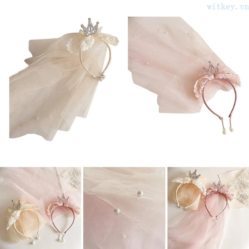 Vương Miện Công Chúa Phối Ren Hoa Phong Cách Hàn Quốc Cho Bé Gái