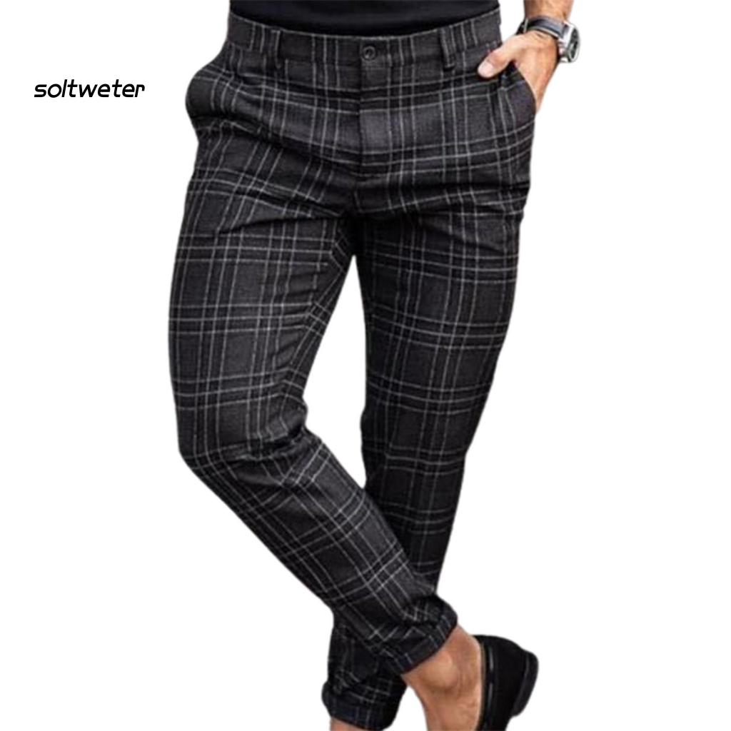 Quần Dài Dáng Rộng In Họa Tiết Caro Kiểu Vintage Thời Trang Thu Đông Cho Nam