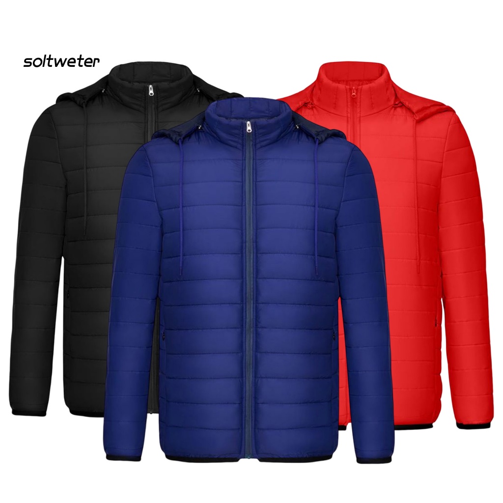 Áo Khoác Hoodie Cotton Tay Dài Có Khóa Kéo Màu Trơn Chống Gió Phối Túi Thời Trang Đường Phố Cho Nam