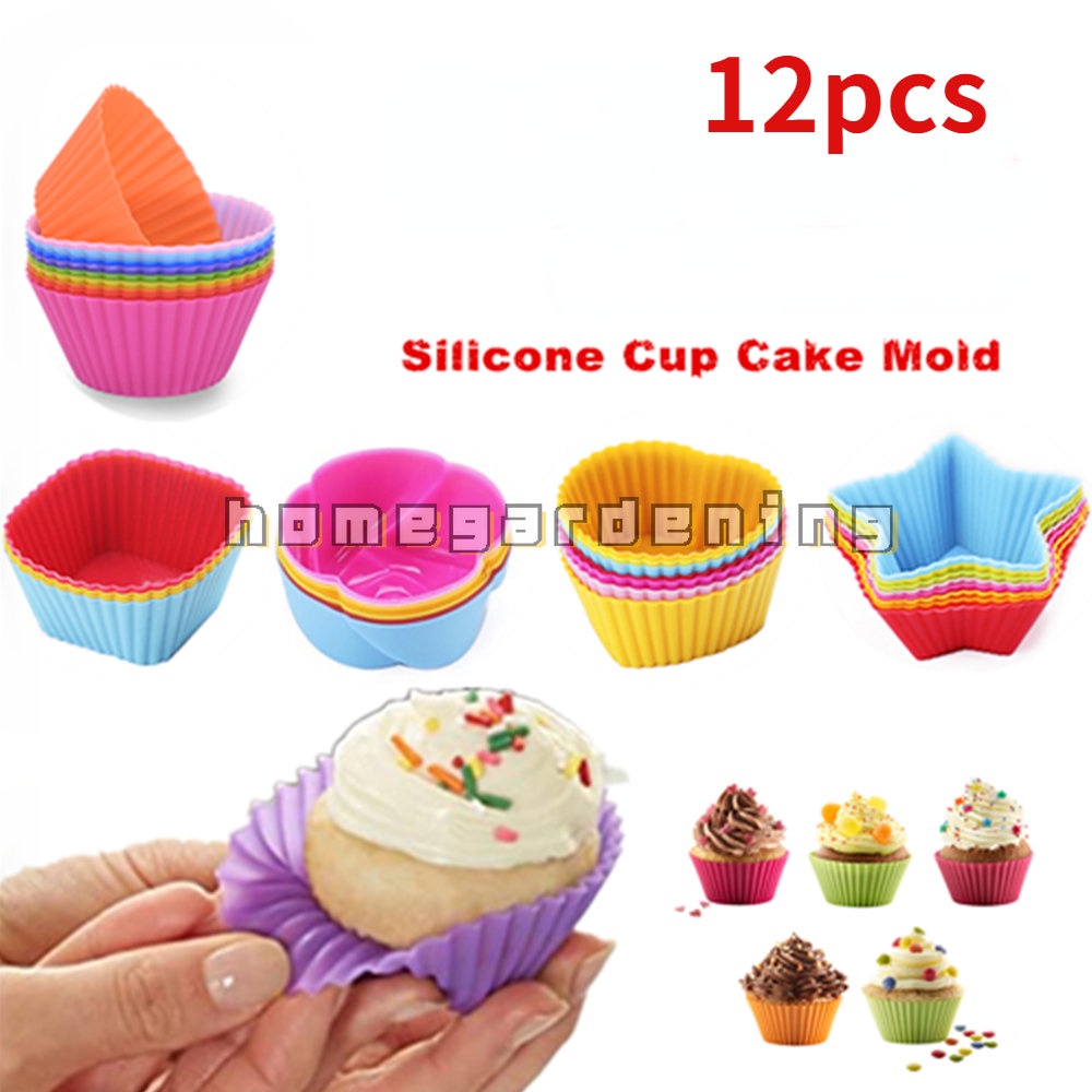 Set 12 Khuôn Silicone Làm Bánh Hình Tròn Tiện Dụng