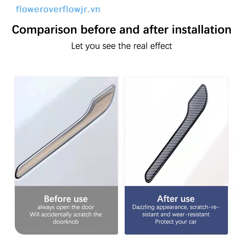 Bộ 4 Miếng Dán Tay Nắm Cửa Xe Hơi Tesla Model 3 2023 Bằng ABS Họa Tiết Sợi Carbon