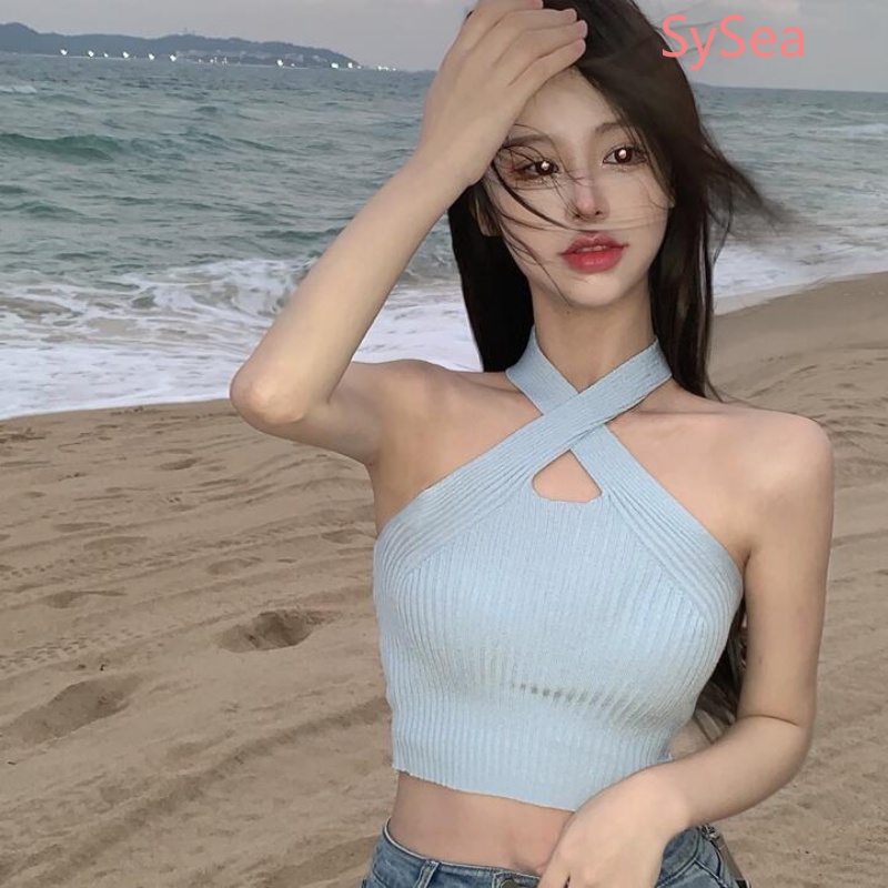 Áo Dệt Kim Hai Dây Chéo Lưng Thời Trang Gợi Cảm Cho Nữ