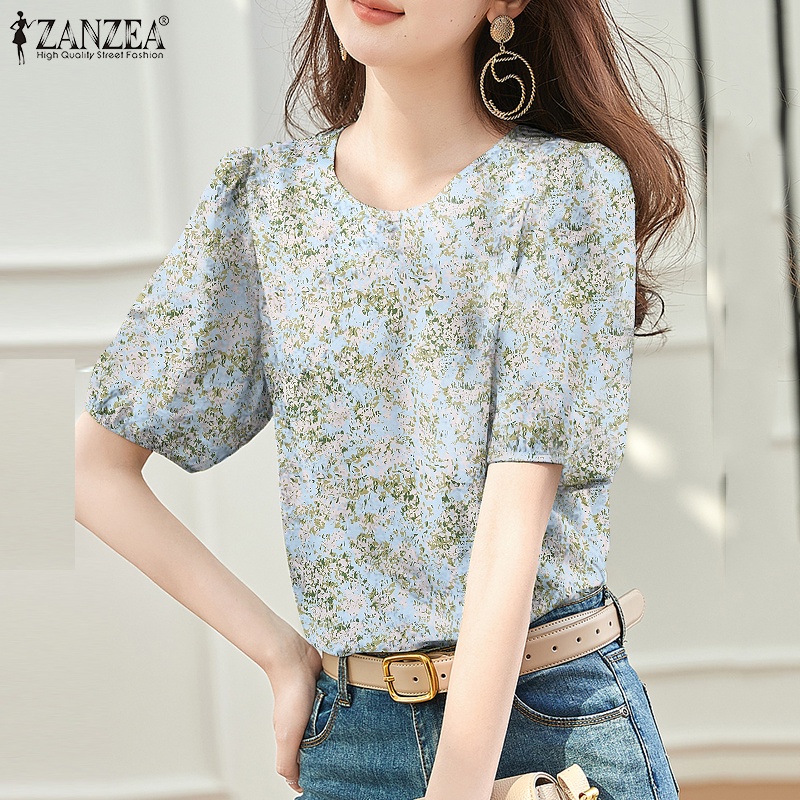 Zanzea Áo Thun Nữ Ngắn Tay Cổ Tròn In Hoa Thời Trang