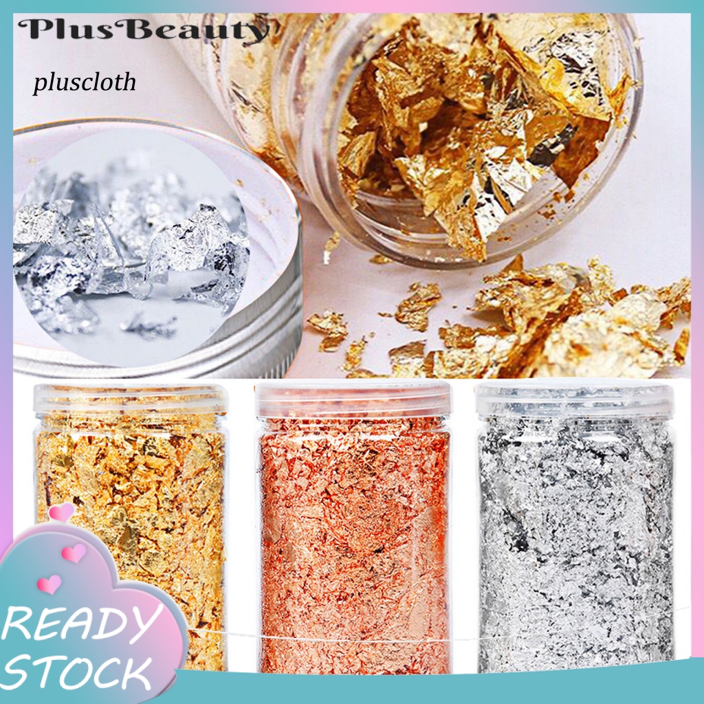 < Plusclothing > Lọ 10g Móng Tay Giả Lá Kim Loại Siêu Mỏng Không Đều Lấp Lánh