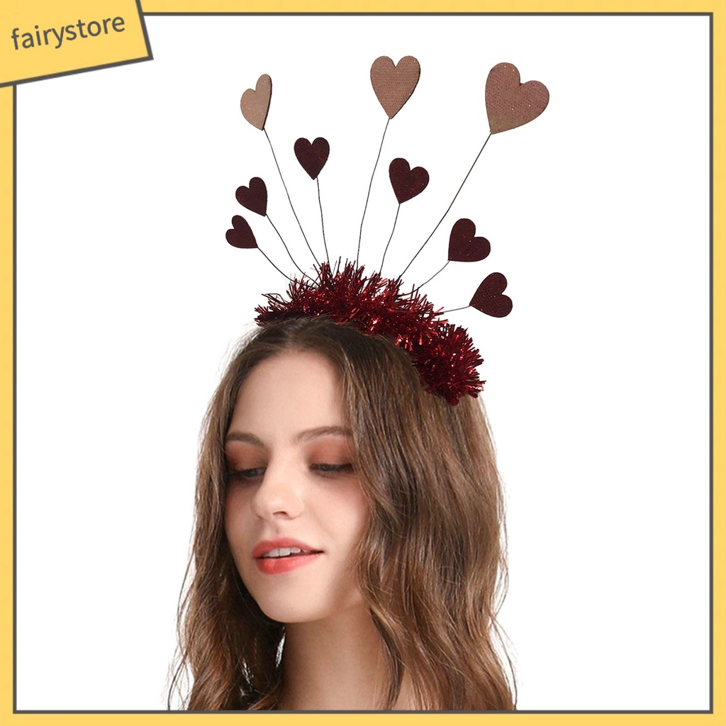 [FRO] Băng Đô 9 Trái Tim Lấp Lánh Co Giãn Tốt Trang Trí Tiệc Có Thể Tái Sử Dụng Cho Ngày Lễ Tình Nhân