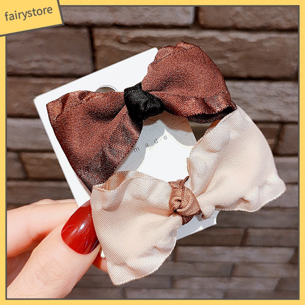 Kẹp Tóc Nơ Màu Sắc Tương Phản Phong Cách Hàn Quốc Dành Cho Nữ