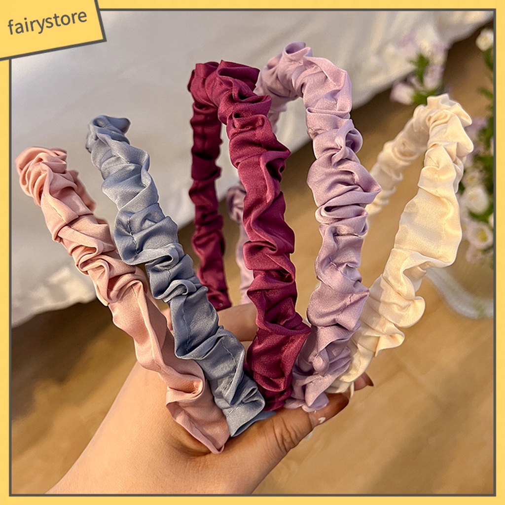 Băng Đô Cài Tóc Bằng Vải Mềm Co Giãn Màu Trơn Dành Cho Nữ