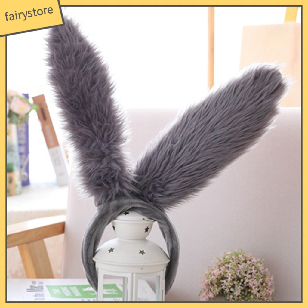 Băng Đô Cài Tóc Tai Thỏ Lông Xù Hoạt Hình Đáng Yêu Dành Cho Bé Gái