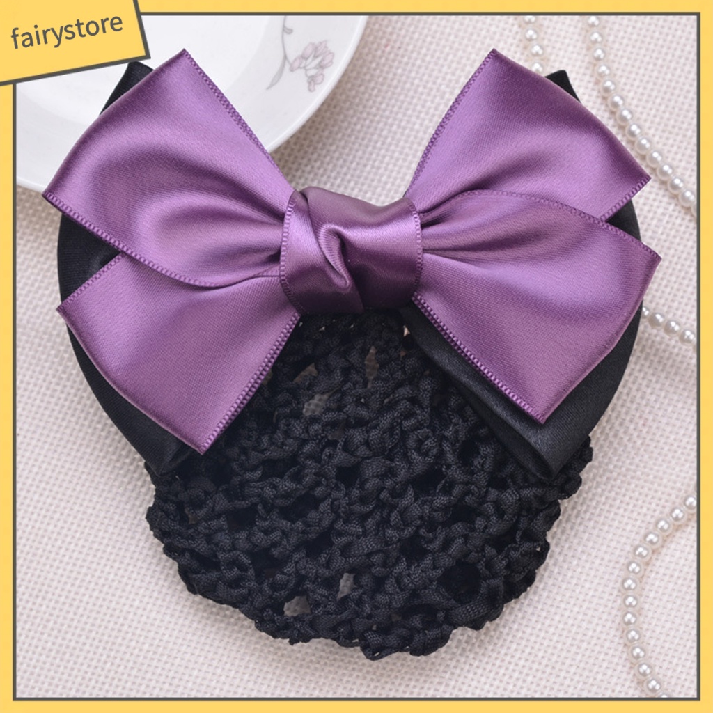 [FRO] Mũ Lưới Thắt Nơ Kẻ Sọc Màu Sắc Tương Phản Chống Trượt Trang Trí Tóc Y Tá Cho Nữ