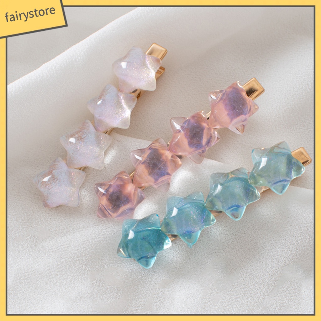 Kẹp Tóc Trang Trí Ngôi Sao Trong Suốt Bằng Nhựa Resin Chống Trượt Phong Cách Hàn Quốc Cho Nữ