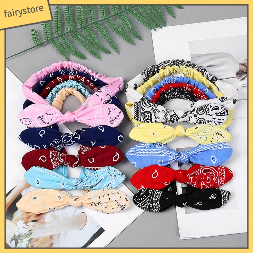 Băng Đô Cài Tóc Rửa Mặt Co Giãn Tốt Thắt Nơ In Họa Tiết Phong Cách Hàn Quốc Cho Nữ