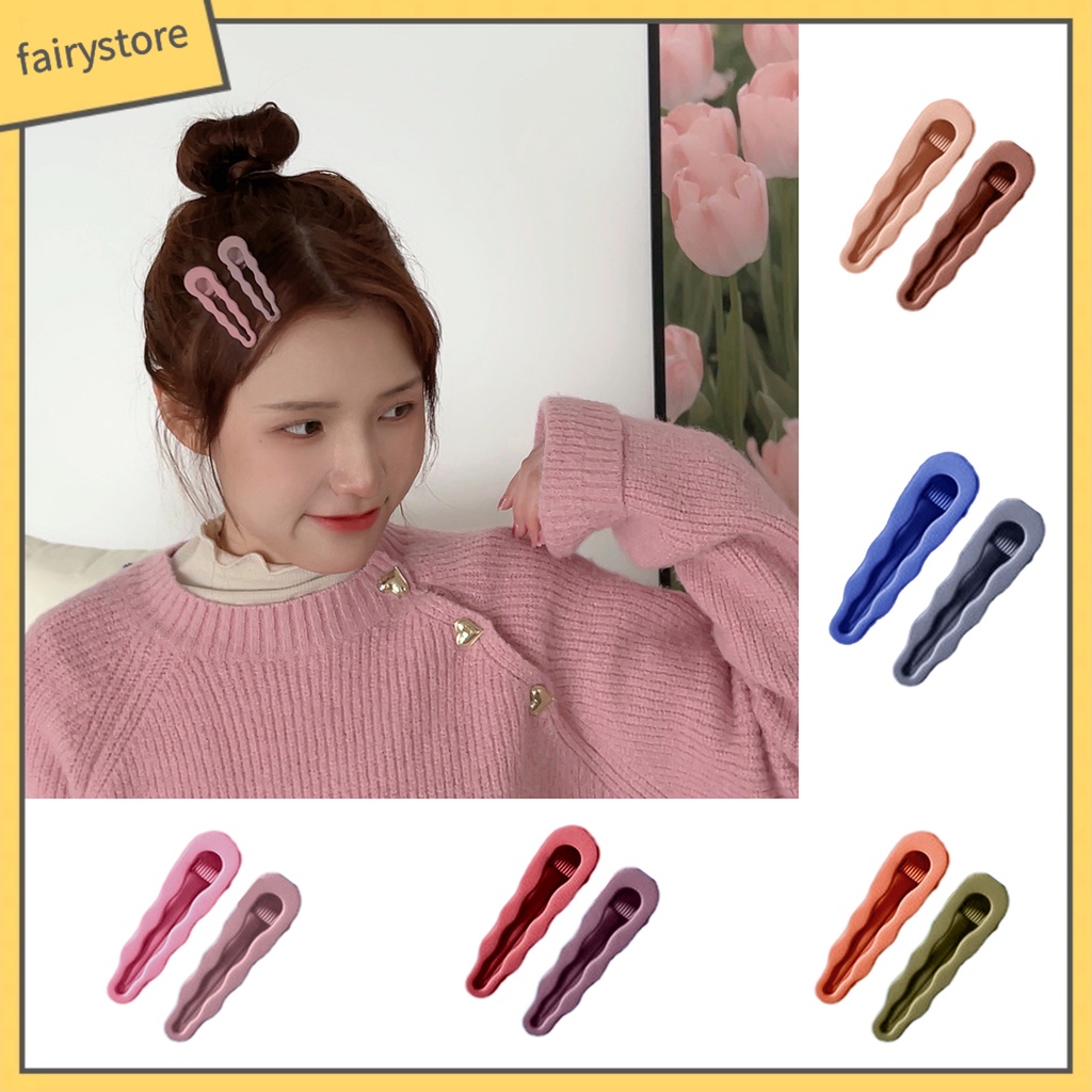 Set 2 Kẹp Tóc Màu Trơn Co Giãn Chống Trượt Trọng Lượng Nhẹ Dành Cho Nữ