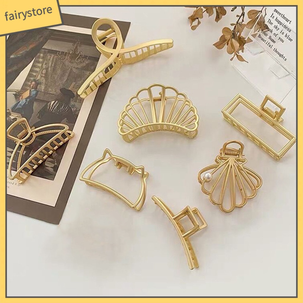 Kẹp Tóc Hình Vỏ Sò Màu Vàng Thời Trang Đơn Giản