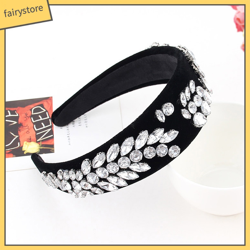 Băng Đô Cài Tóc Bản Rộng Đính Đá &amp; Ngọc Trai Nhân Tạo Cho Nữ