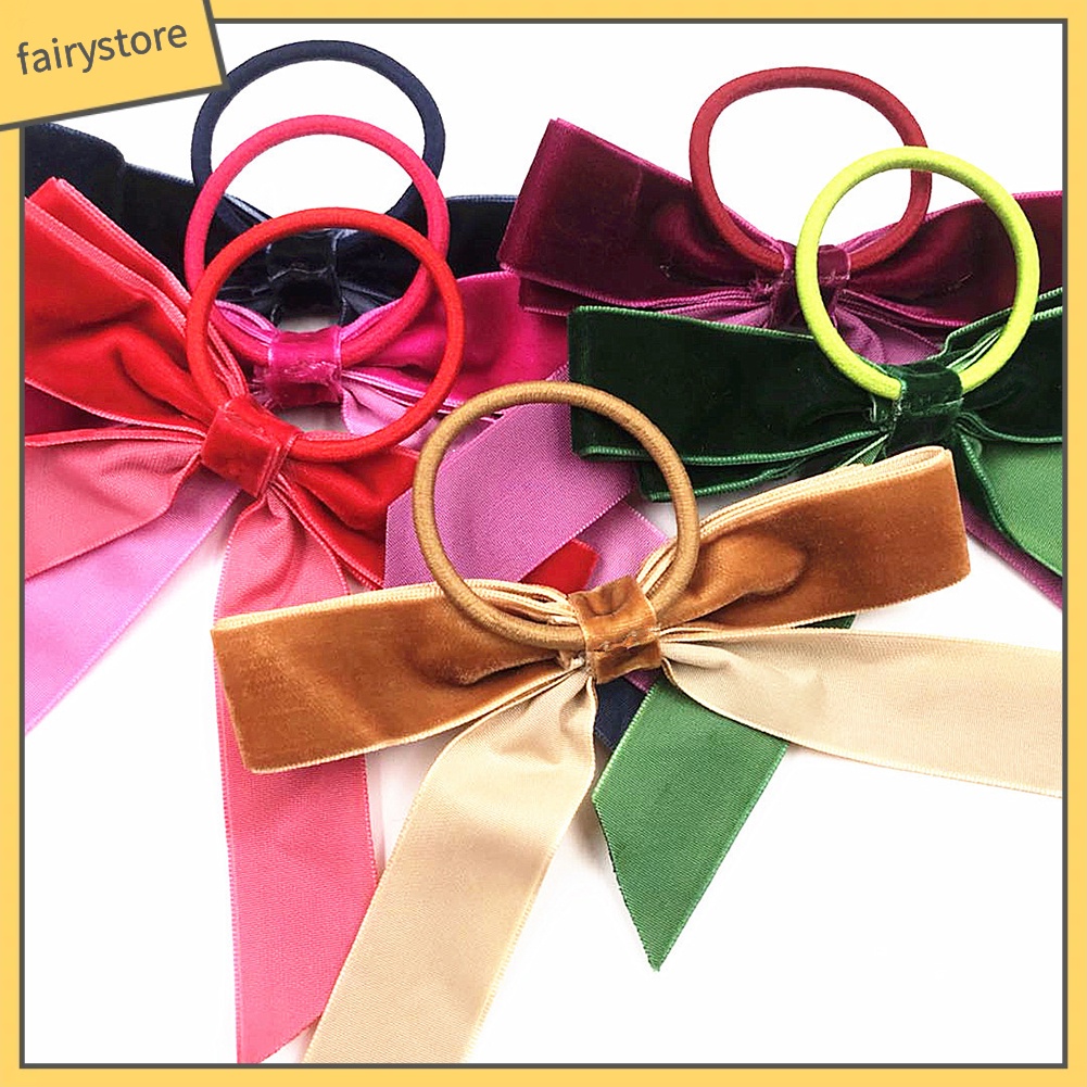 Dây Buộc Tóc Co Giãn Đính Nơ Họa Tiết Da Báo Ngọt Ngào Cho Bé Gái