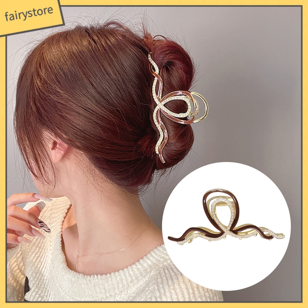 Kẹp Tóc Hình Gợn Sóng Đính Đá / Ngọc Trai Giả Chống Trượt Siêu Bền Thời Trang Cho Nữ