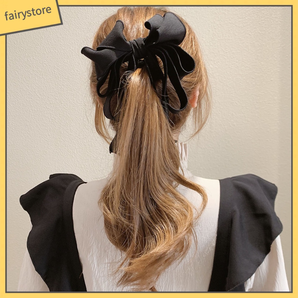 Kẹp Tóc Đuôi Ngựa Nhiều Lớp Đính Nơ Thời Trang Cho Nữ
