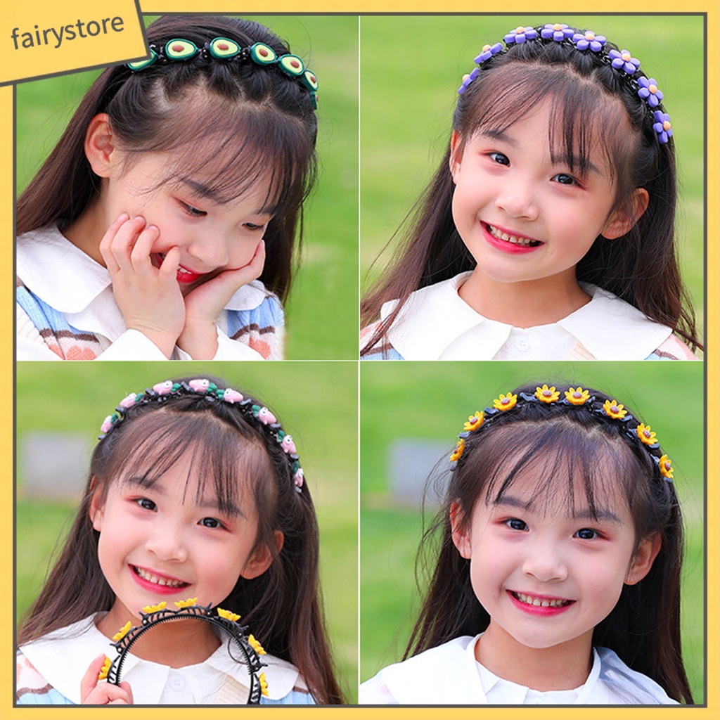 Băng Đô Cài Tóc Đính Hoa Phong Cách Hàn Quốc Tinh Tế Cho Bé Gái