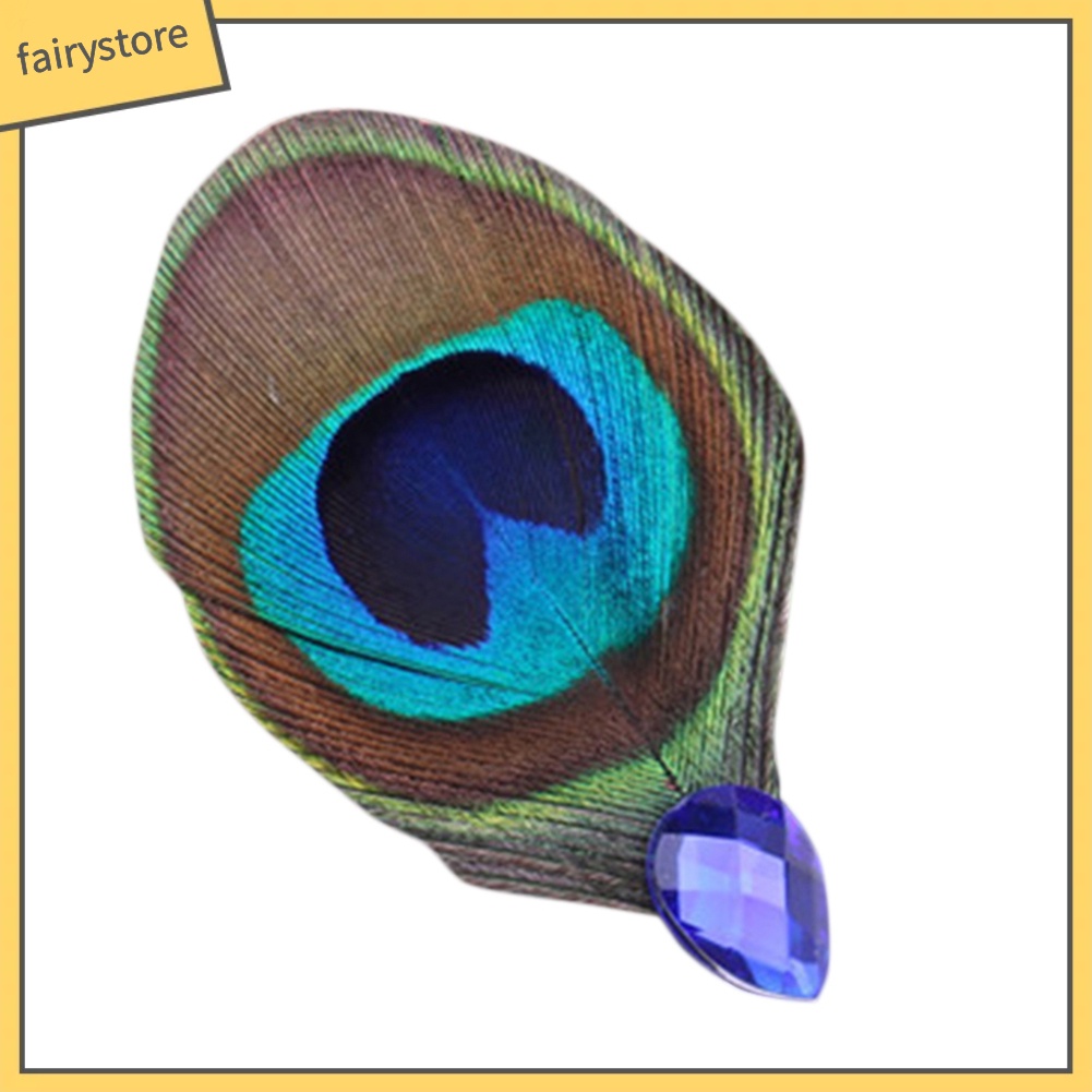 Kẹp Tóc Hình Lông Công Đính Đá Và Ngọc Trai Nhân Tạo Sang Trọng