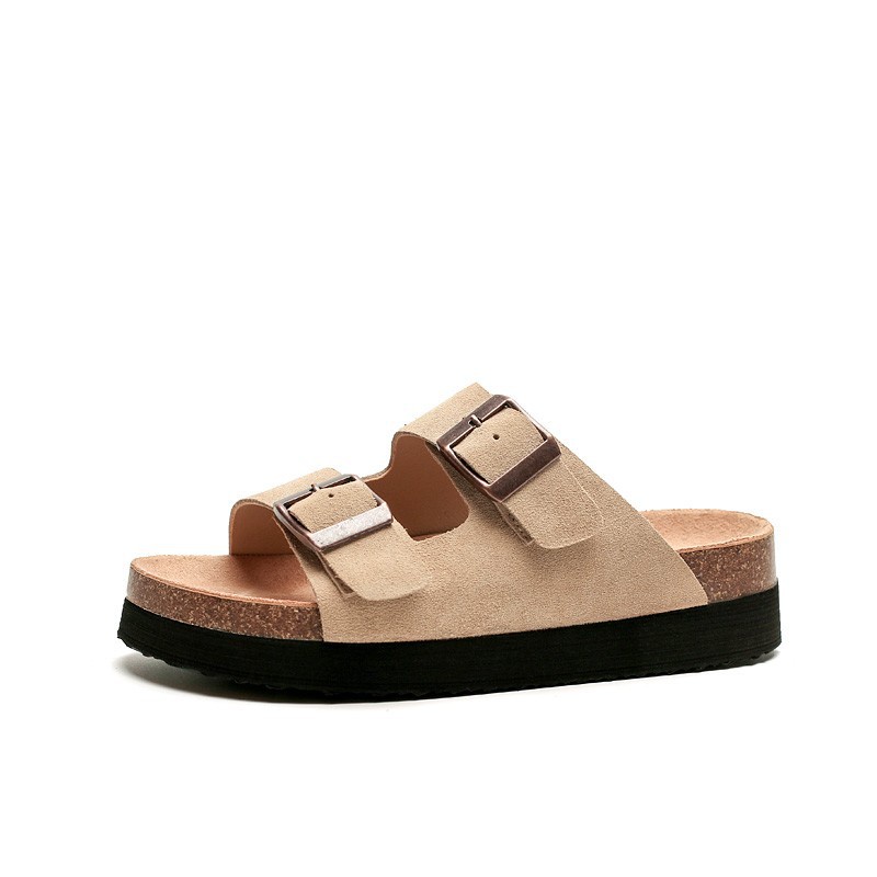 Duoya Tóc Thẳng ~ [Hàng Có Sẵn] Giày Sandal Birken Đế Dày Bằng Da Mềm Có Khóa Kim Loại Dành Cho Nữ Miễn Phí Vận Chuyển
