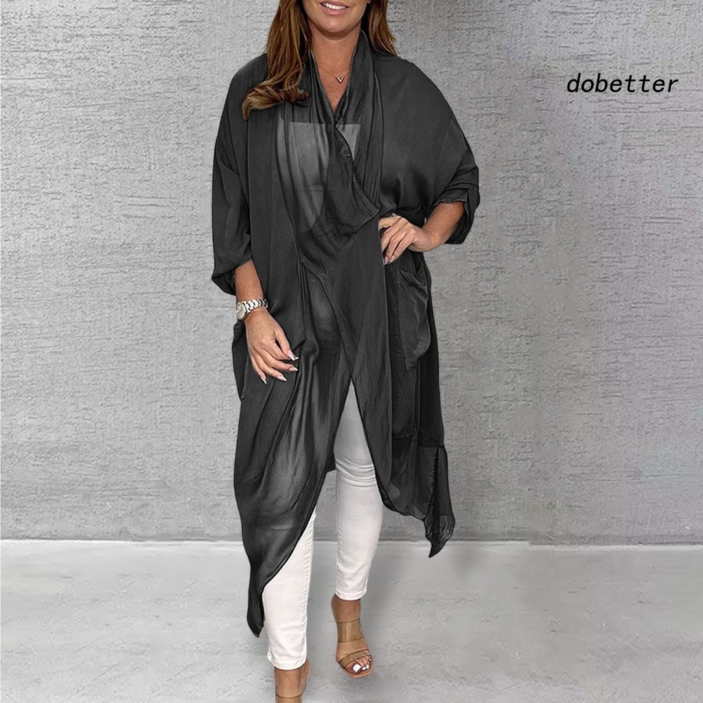 Áo Sơ Mi Cổ Chữ V Dáng Rộng Màu Trơn Kiểu Vintage Thời Trang Mùa Hè Cho Nữ