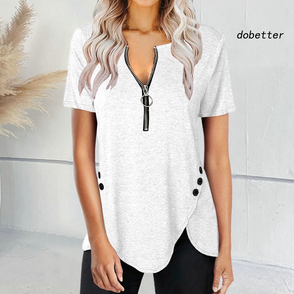 Áo Sơ Mi Cổ Chữ V Bằng Polyester Co Giãn Thoáng Khí Màu Sắc Đơn Giản Thời Trang Mùa Hè Cho Nữ