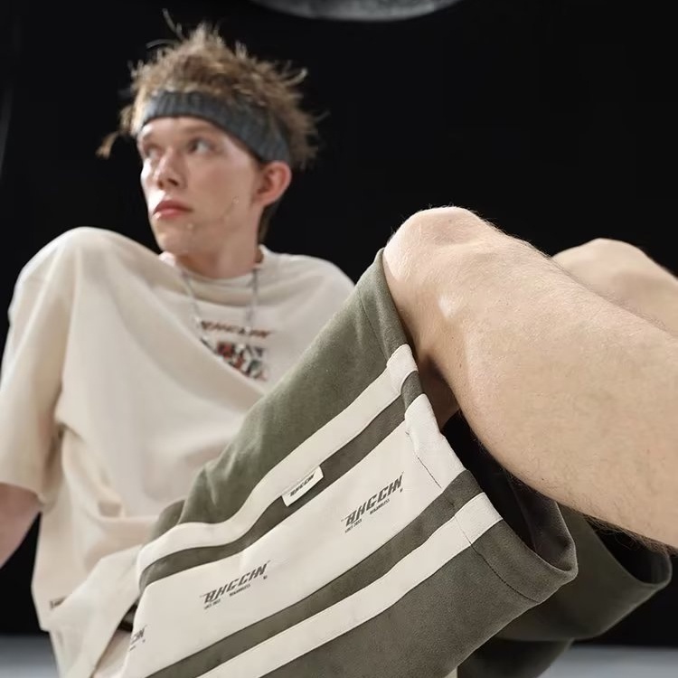 Quần Short Thể Thao Da Lộn Phong Cách Retro Đường Phố Mỹ Thời Trang Mùa Hè Cho Nam