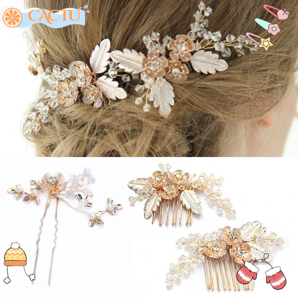 Lược Cài Tóc Xinh Xắn Dành Cho Cô Dâu|Kẹp Tóc Hình Chiếc Lá