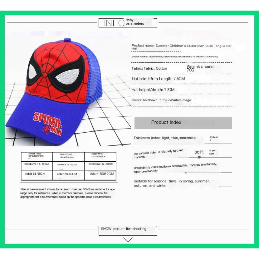 Mũ Lưỡi Trai Phối Lưới Họa Tiết Hoạt Hình Đơn Giản Thời Trang Mùa Hè Cho Bé