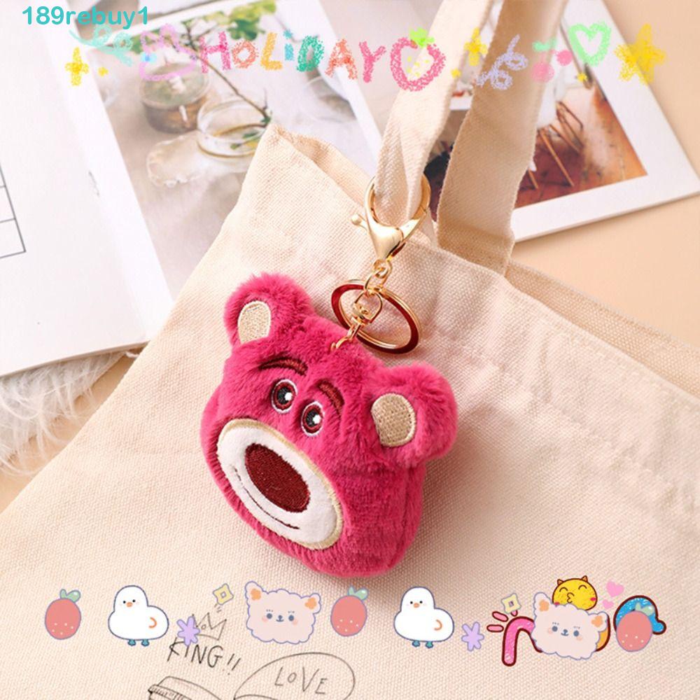 Rebuy1 Móc Chìa Khóa Bằng PP Cotton Hình Gấu Trúc Dâu Tây Hoạt Hình Sáng Tạo Phong Cách Hàn Quốc Cho Nữ