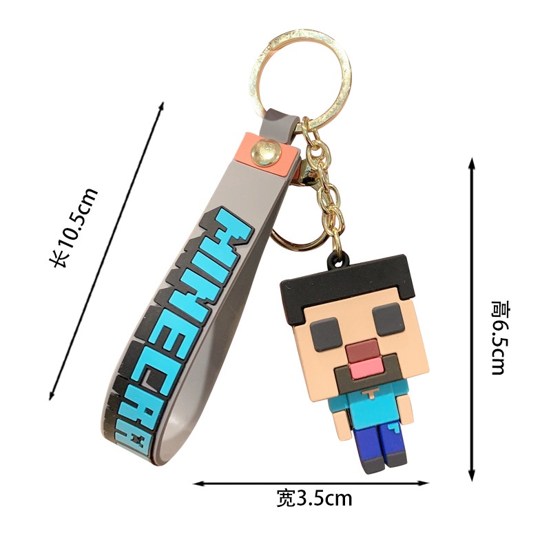 Móc Khóa Hình Nhân Vật Hoạt Hình Minecraft 3D Dễ Thương