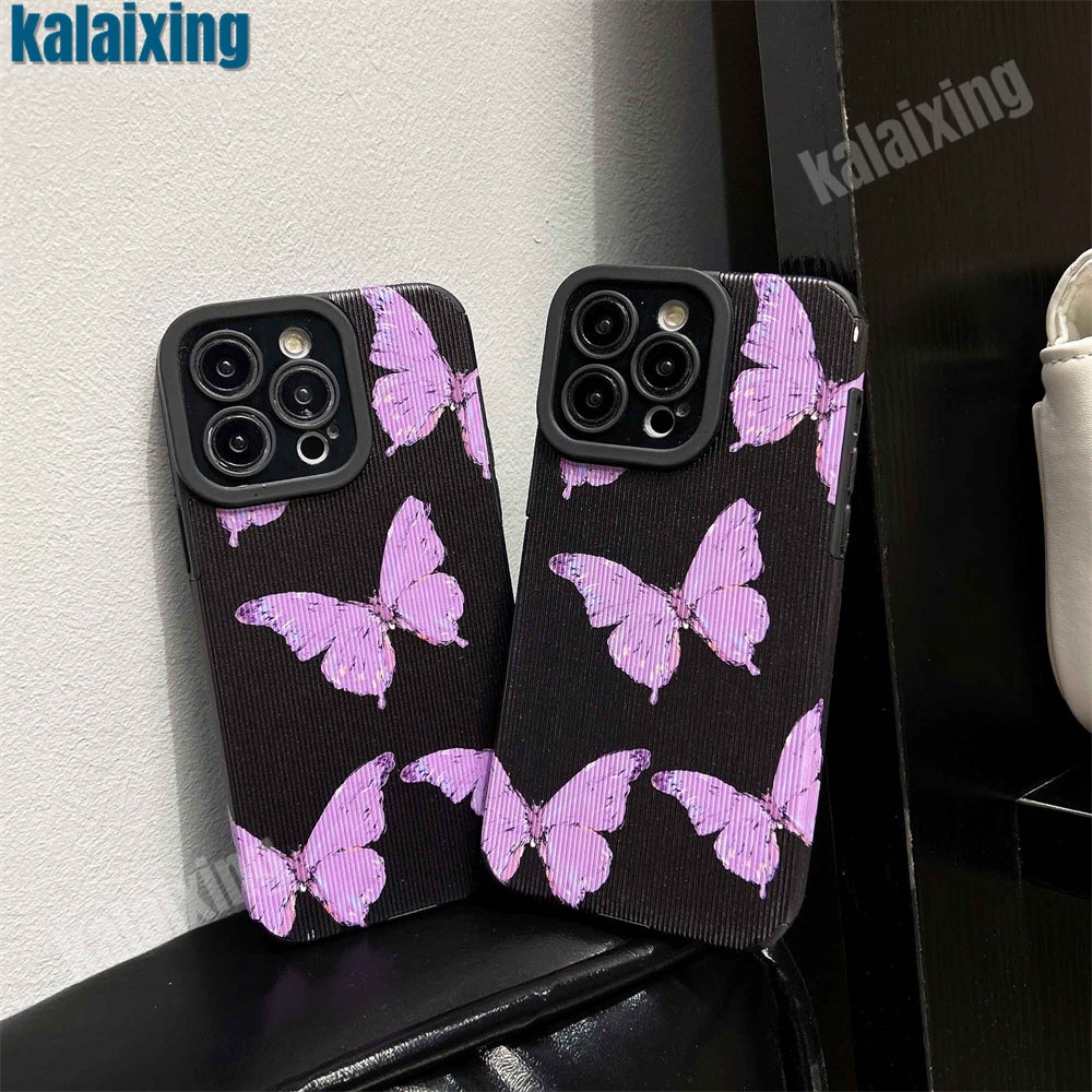 Ốp Điện Thoại Dẻo Viền Đen Họa Tiết Bươm Bướm Cho iPhone 11 12 13 14 Pro Max 14 Plus Xs Max X XR 7 8 Plus