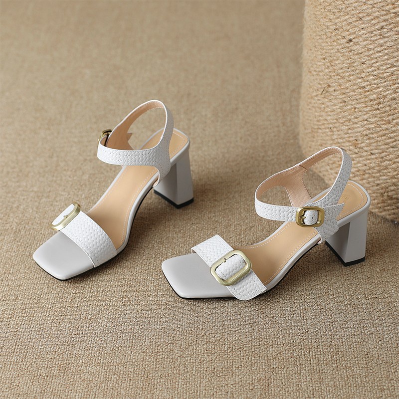 Duoya Tóc Thẳng ~ [Hàng Có Sẵn] Giày Cao Gót Sandal Da Mềm Hở Ngón Màu Cam Phù Hợp Với Mùa Hè Cho Nữ Miễn Phí Vận Chuyển