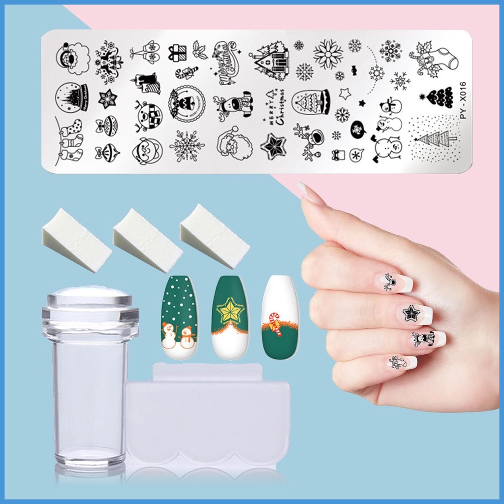 Bộ Dụng Cụ In Hình Móng Tay Chủ Đề Giáng Sinh DIY